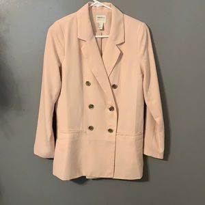 Small Forever 21 light pink blazer jacket, perfect for business casual looks.